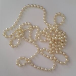 Elegant Cream Faux Pearl Necklace Opera Length